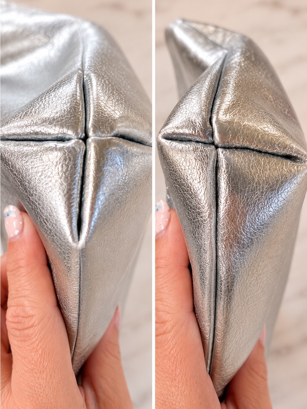 Free people metallic silver oversized clutch/ travel pouch/ statement organizer - Picture 14 of 14